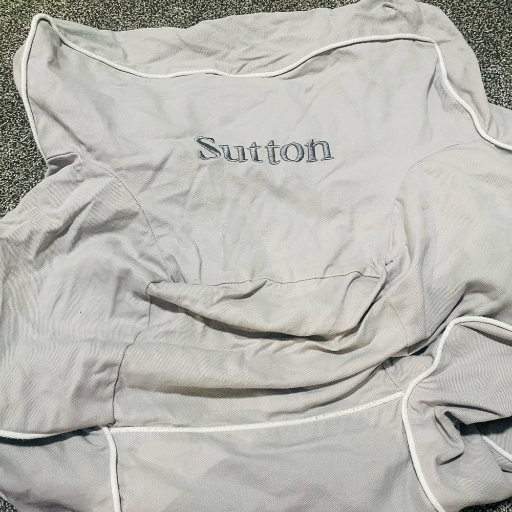 Gray Embroidered “Sutton” Pottery Barn Chair Cover